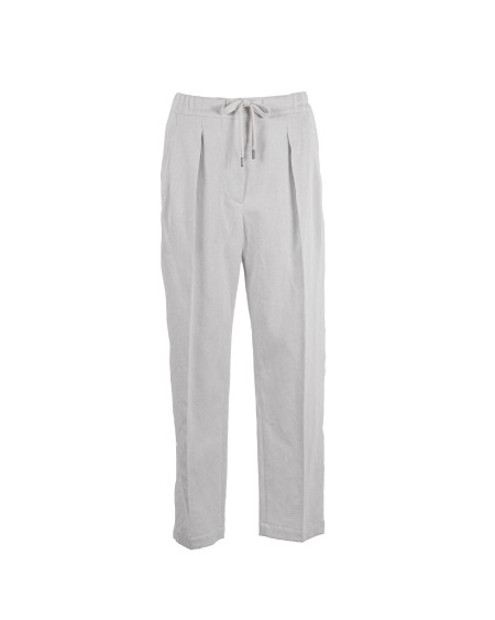 Shop BRUNELLO CUCINELLI  Pantalone: Brunello Cucinelli pantalone Slouchy in gabardina di cotone e lino.
Pantalone pull-up con coulisse.
Tasche frontali.
Tasche posteriori a filetto.
Pince.
Composizione: 80% Cotone, 20% Lino.
Made in Italy.. MH561P8534-C455